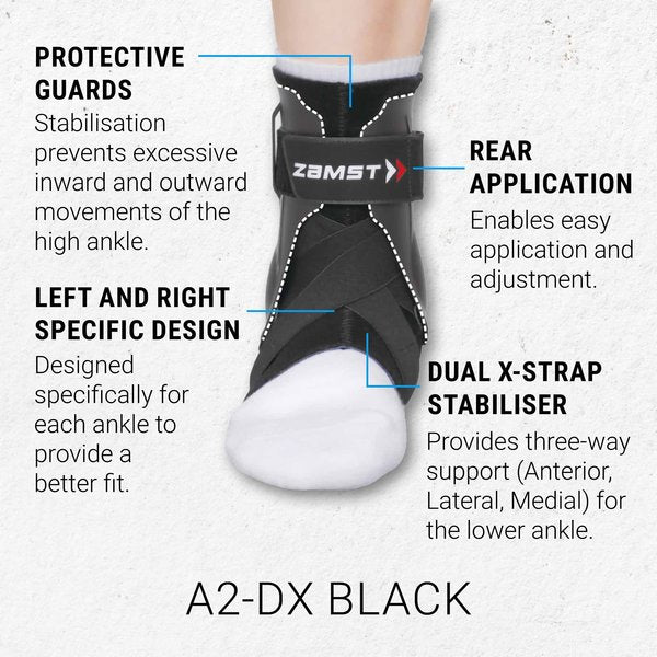 Zamst A1 Ankle Brace - Medium, Left, Black - Sports Support For Sprain Prevention & Recovery